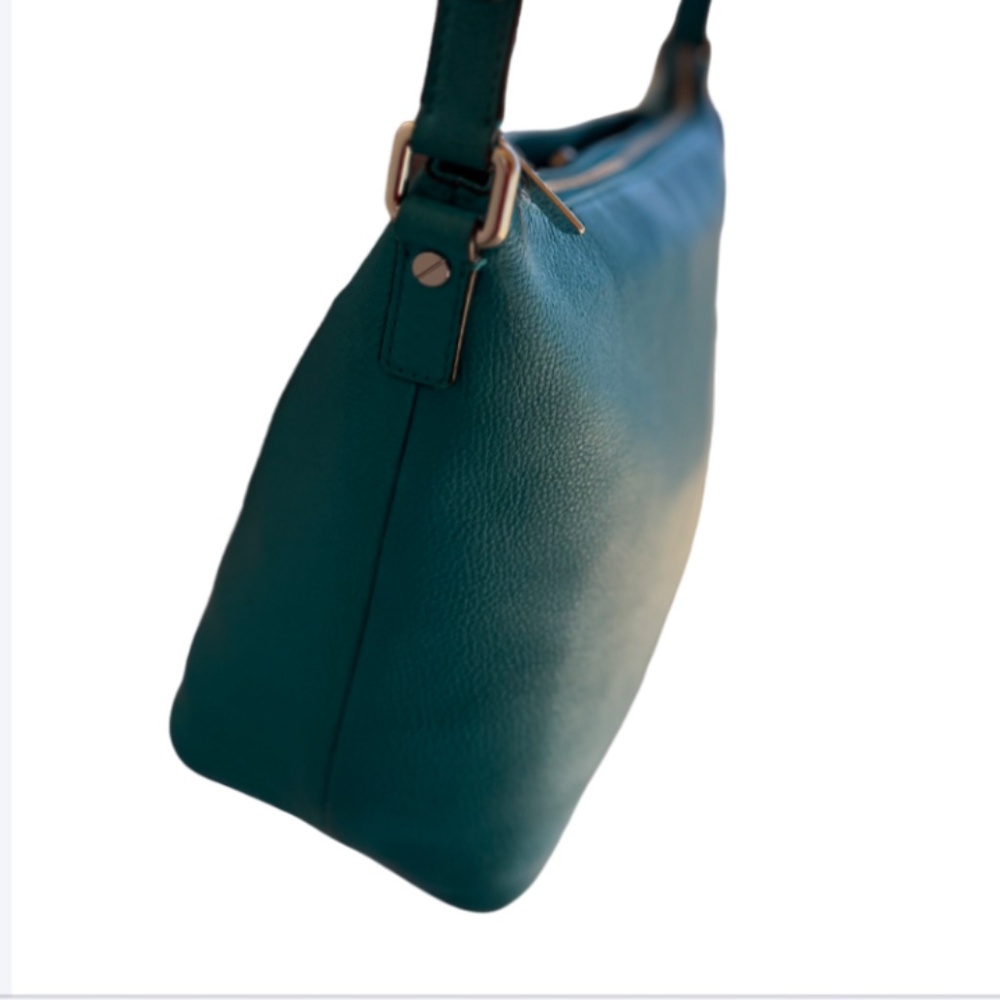 Dark Teal Pebbled Leather Shoulder Bag - Picture 4 of 10